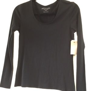 Philosophy Black Long Sleeve Top